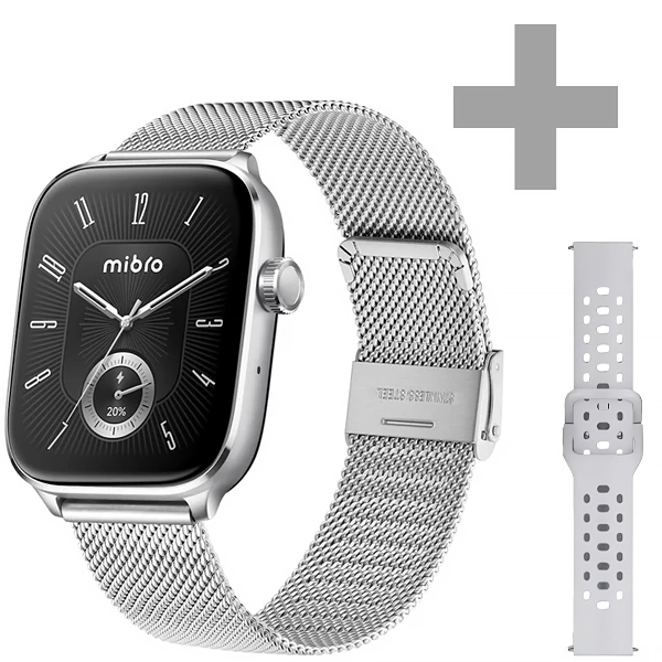 Reloj Mibro Fit XPAW027 con GPS/Bluetooth - Plata + Pulsera