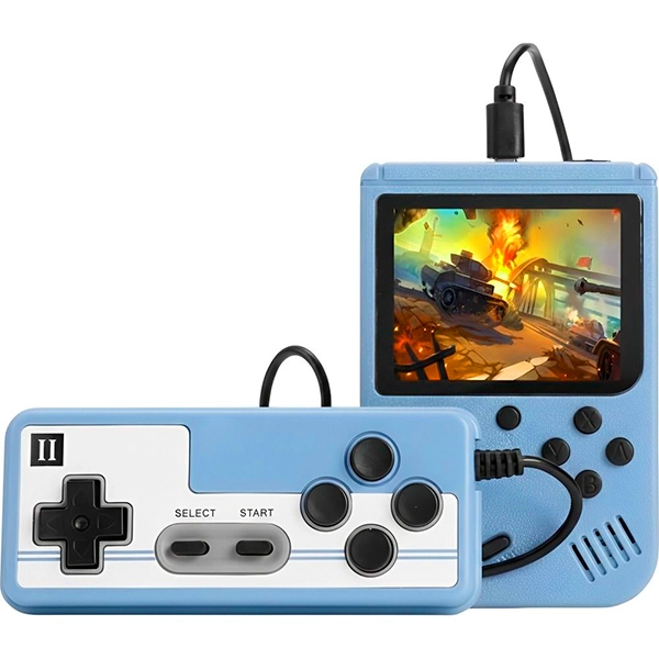 Console Portátil Game Box Plus de 3" com 500 Jogos - Azul Claro + Controle (Inglês Chinês)