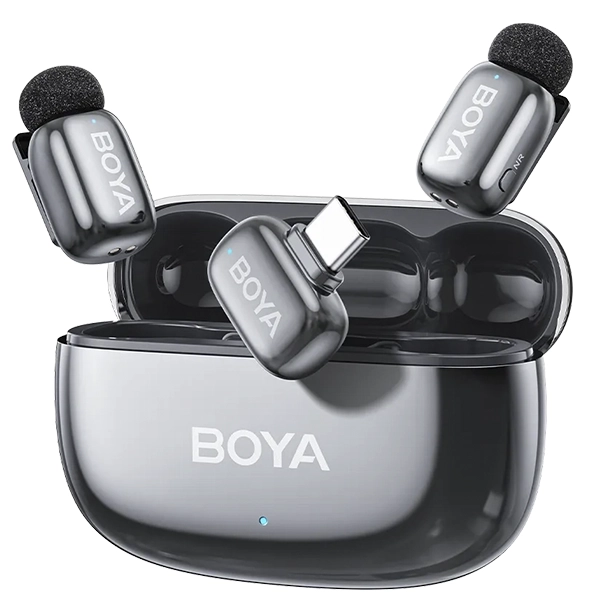 Microfone Sem Fio para Smartphone Boya Mini 2-02 com USB-C - Prata