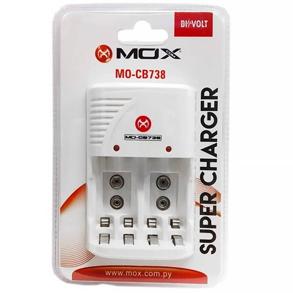 Carregador de Pilhas MOX MO-CB738 Bivolt - Branco