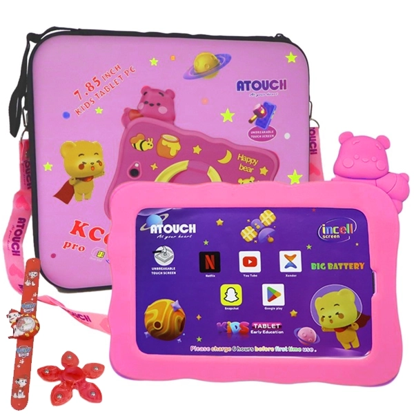 Tablet Atouch KC64 Pro Kids Dual SIM 256GB/8GB RAM de 7.85" 13MP/8MP + Capinha Rosa