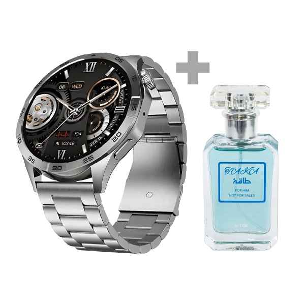 Kit Relógio G-TiDE POWER com Bluetooth - Prata + Perfume Tcakca 30 ml