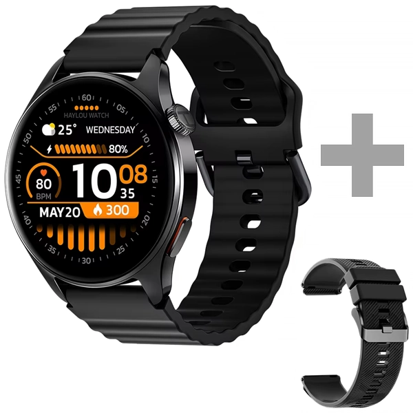 Relógio Haylou Watch 4S HF012 com GPS/Bluetooth - Preto + Pulseira (Anatel)