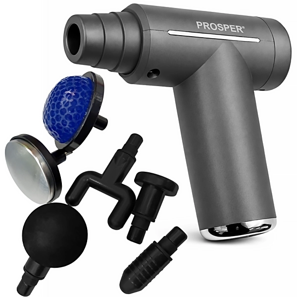 Massageador Muscular Prosper P-1132 com 6 Cabeças Recarregável - Cinza/Prata