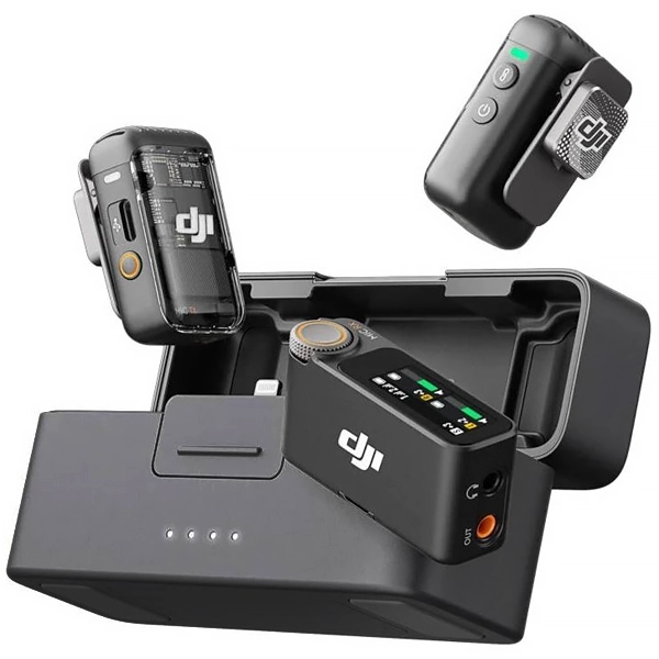 Microfone Sem Fio DJI MIC 2 com USB-C e Lightning - Shadow Black (Anatel)