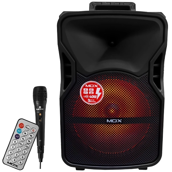 Caja de Sonido MOX MO-T1210 12" 40 watts RMS con Bluetooth/USB/FM - Negra