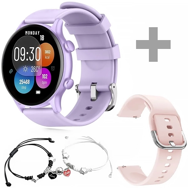 Relógio G-Tide R5 Lite com Bluetooth - Roxo + Pulseira