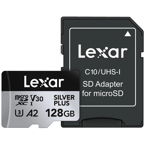 Cartão de Memória Micro SD de 128GB Lexar Professional Silver Plus LMSSIPL128G-BNANG - Preto/Cinza