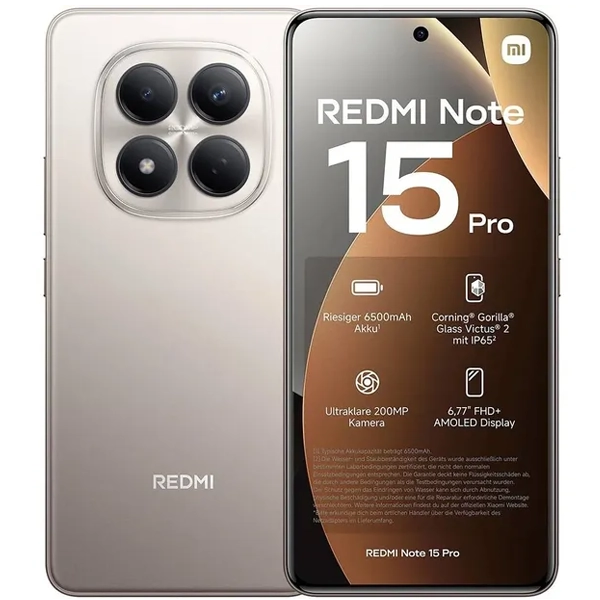 Celular Xiaomi Redmi Note 15 Pro Dual SIM de 512GB/12GB RAM de 6.77" 200+8MP/32MP - Gris Titanio (Global)