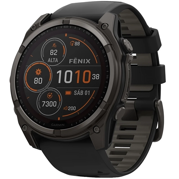 Relógio Garmin Fenix 8 SOLAR Sapphire 010-02907 51 mm com GPS/Wi-Fi - Cinza