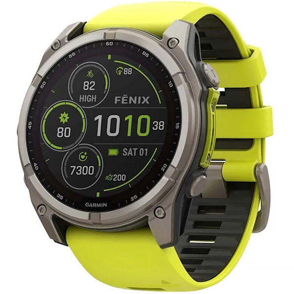 Relógio Garmin Fenix 8 SOLAR Sapphire 010-02907 51 mm com GPS/Wi-Fi - Cinza/Amarelo