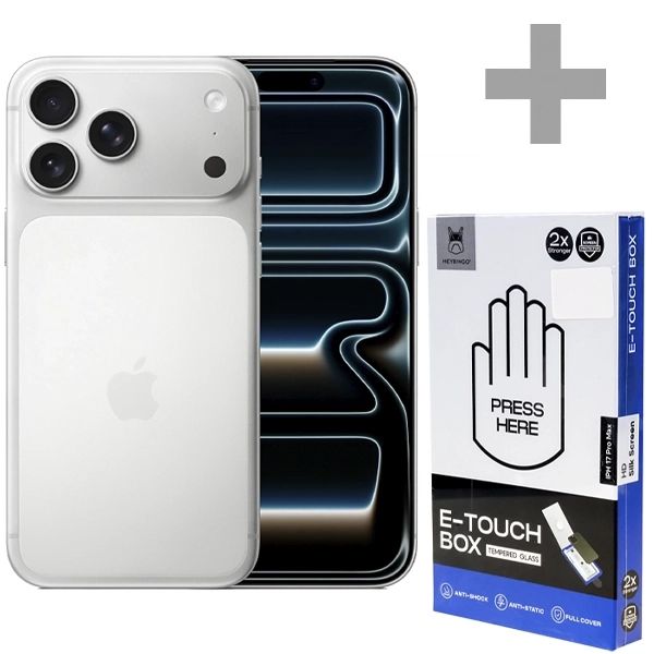 Apple iPhone 17 Pro Max A3257 eSIM 256GB/12GB RAM de 6.9" 48+48+48MP/18MP + Protector de Pantalla E-Touch Box Privacy Tempered Glass