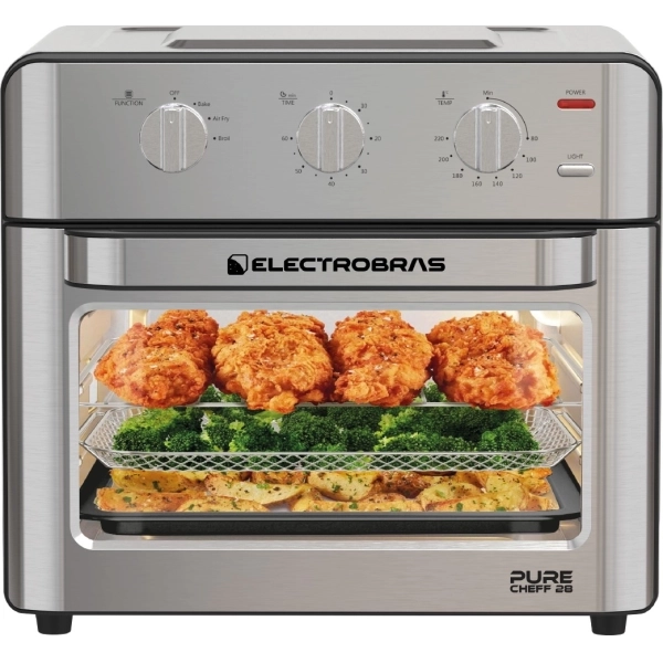 Forno Elétrico + Fritadeira Elétrica Electrobras Pure Cheff 28 EBHAF-28 de 28 Litros com Espeto 220 - 240V ~ 50/60Hz - Prata