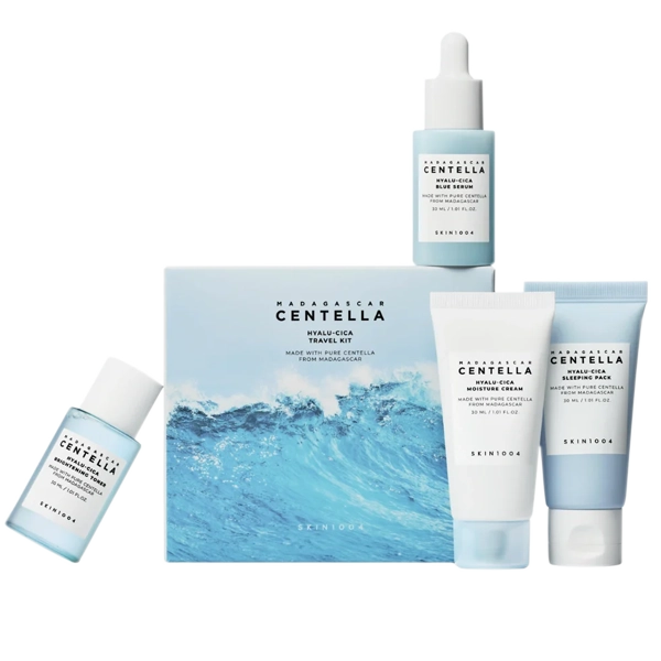 Kit Cuidado Facial SKIN1004 Madagascar Centella Hyalu-Cica Travel - 4 Peças