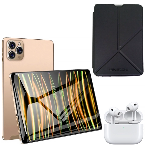 Tablet MOX MO-TP732 Dual SIM 256GB/8GB RAM de 7" 8MP/5MP + Capinha Preto/Transparente + Fone de Ouvido Sem Fio