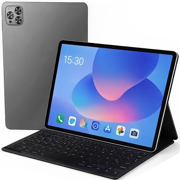 Tablet MOX MO-TP1082 Dual SIM 512GB/8GB RAM de 10.1" 13MP/8MP + Teclado  Português + Funda Cinza
