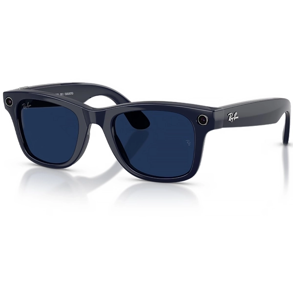 Óculos de Sol Ray Ban Meta Wayfarer Gen 2 RW4012 com Câmera/Wi-Fi - Shiny Cosmic Blue/Transitions Sapphire