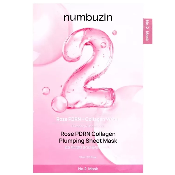 Mascarilla Facial Hidratante Numbuzin No.2 Rose PDRN Collagen Plumping Sheet