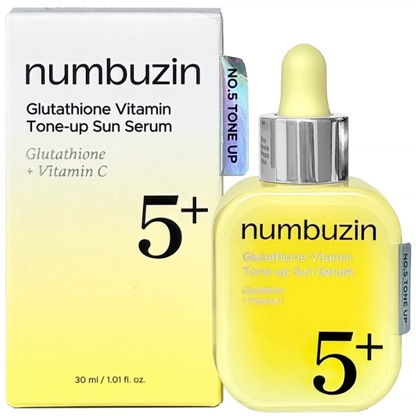Sérum Protetor Solar Numbuzin No.5 Glutathione Vitamin Tone Up Sun Serum SPF50+ PA++++ de 30 ml