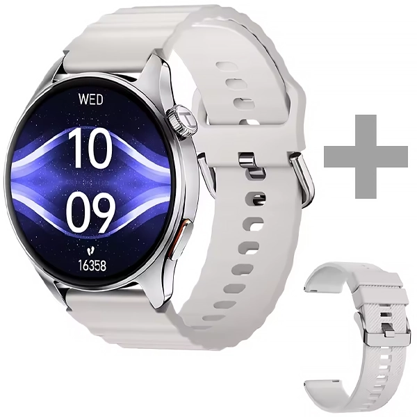 Relógio Haylou Watch 4S HF012 com GPS/Bluetooth - Prata/ Bege + Pulseira (Anatel)