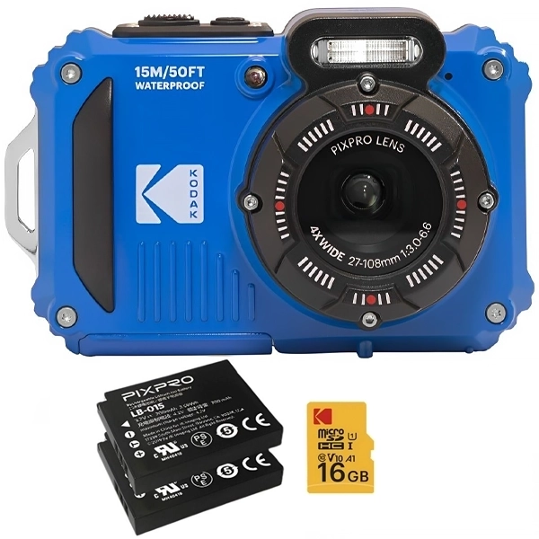CAMERA KODAK PIXPRO WPZ2 2.7" 16MP FULL HD WIFI (2BAT+MEM 16GB)AZUL