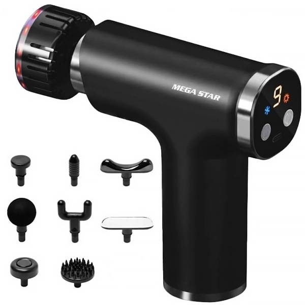 MASSAGEADOR MEGASTAR FMA14 9CABECAS RECARREGAVEL 2V PRETO