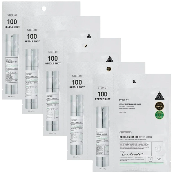 Máscara Facial VT Cosmetics Reedle Shot 100 2-Step - 5 Unidades