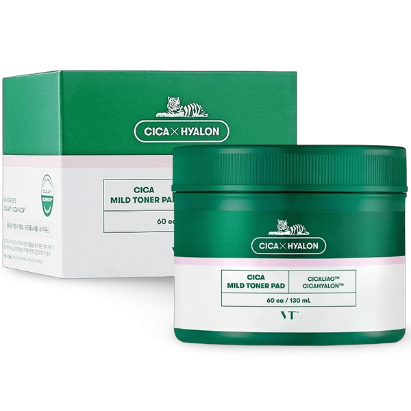 Almohadillas Tónicas VT Cosmetics CICA Mild Pad de 60 Unidades