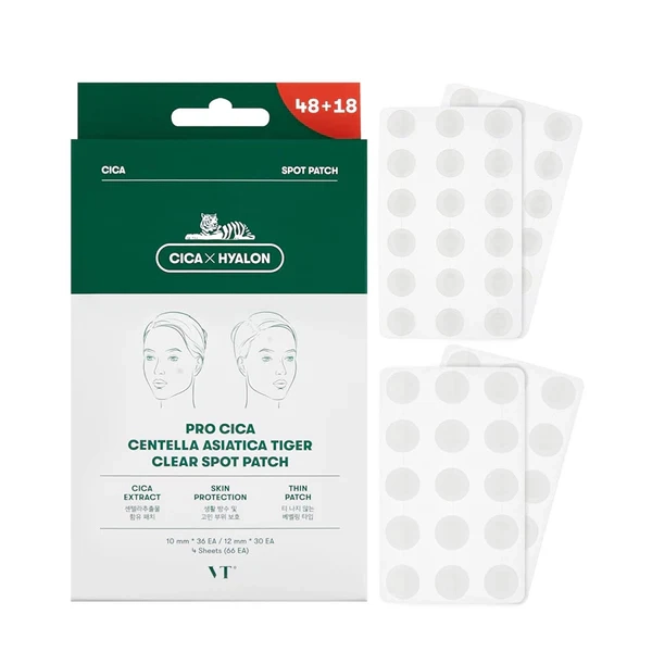 Parches para Acné VT Cosmetics Pro CICA Centella Asiatica Tiger Clear Spot de 66 Unidades