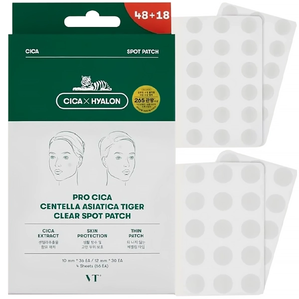 Adesivos para Acne VT Cosmetics Pro CICA Centella Asiatica Tiger Clear Spot de 66 Unidades