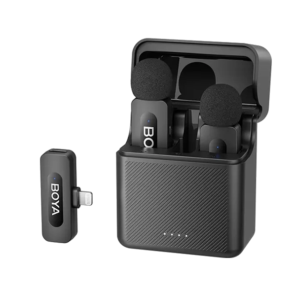 Microfone Sem Fio para Smartphone Boya BY-V3 com Lightning - Preto