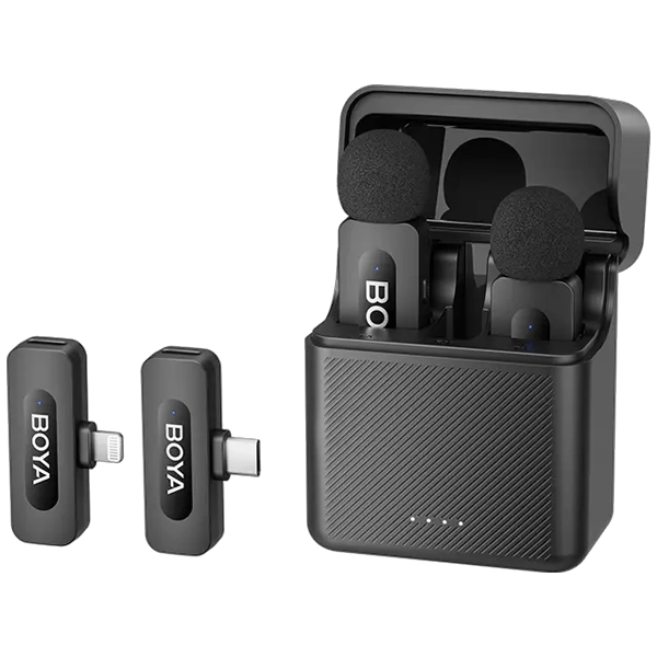 Microfone Sem Fio para Smartphone Boya BY-V3 Combo com USB-C/Lightning - Preto (Anatel)