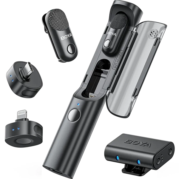 Microfone Sem Fio para Smartphone Boya Magic-04 com USB-C/Lightning - Preto (Anatel)