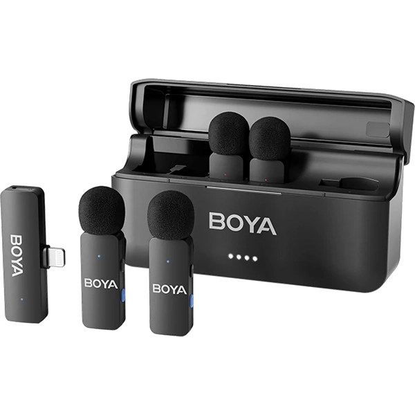Microfone Sem Fio para Smartphone Boya BY-V4D com Lightning - Preto