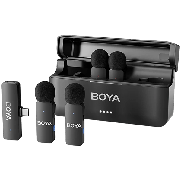Microfone Sem Fio para Smartphone Boya BY-V4U com USB-C - Preto