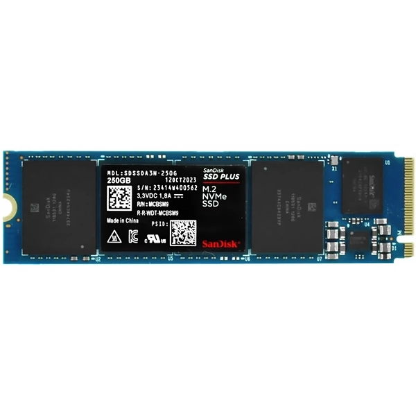 SSD M.2 de 250GB SanDisk SDSSDA3N-250G-G26 2400 MB/s de Leitura - Preto/Azul