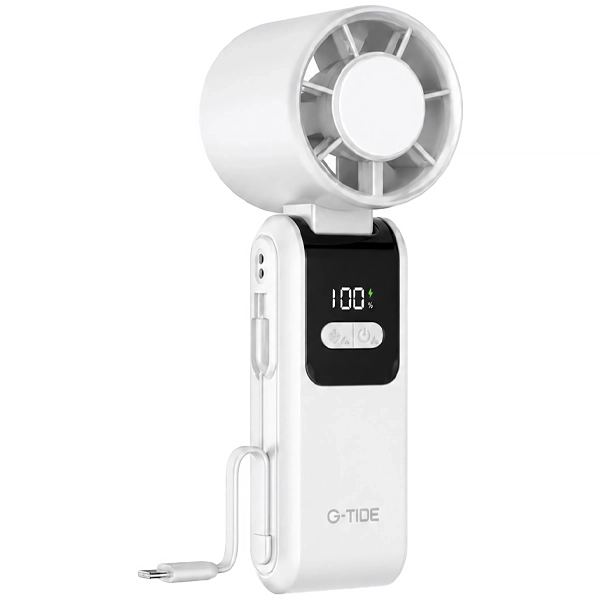 Mini Ventilador G-TiDE FH02 5 Aspas Recargable con Cargador Portátil - Blanco