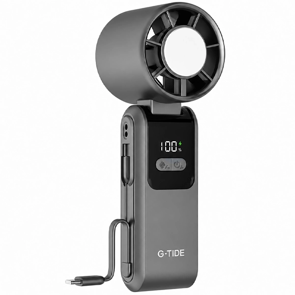 Mini Ventilador G-TiDE FH02 5 Aspas Recargable con Cargador Portátil - Gris