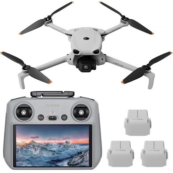 Drone DJI Lito X1 Fly More Combo (DJI RC2) Anatel 4K com GPS - Cinza Claro