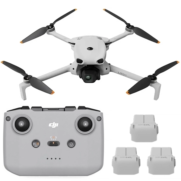 Drone DJI Lito 1 Fly More Combo (DJI RC-N3) Anatel 4K con GPS - Gris Claro