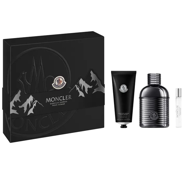 Kit Perfume Masculino Moncler Sunrise Pour Homme EDP 100 ml + Perfume 7.5 ml + Gel de Banho 100 ml