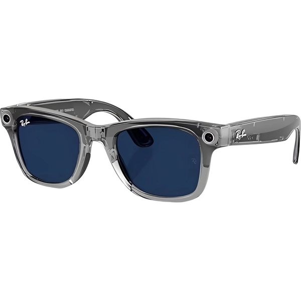 Óculos de Sol Ray Ban Meta Wayfarer Gen 2 RW4012 com Câmera/Wi-Fi - Shiny Transparent Grey/Transitions Sapphire
