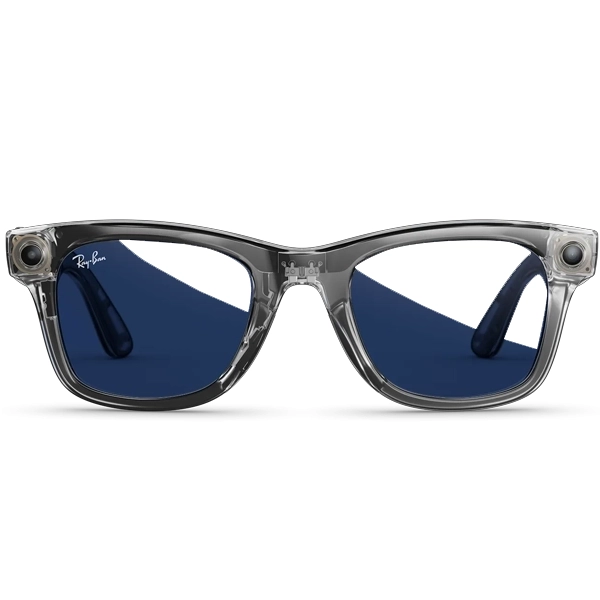 Óculos de Sol Ray Ban Meta Wayfarer Gen 2 RW4012 com Câmera/Wi-Fi - Shiny Transparent Grey/Transitions Sapphire