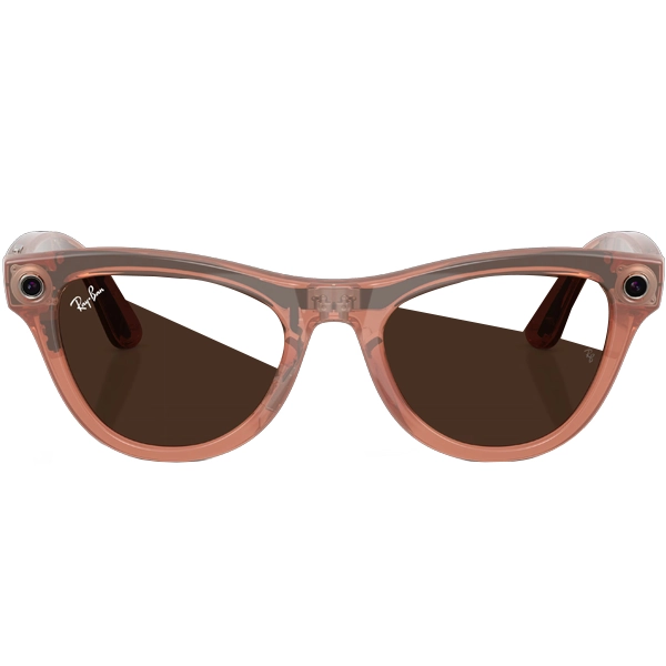 Óculos de Sol Ray Ban Meta Skyler (Gen 2) RW4014 com Câmera/Wi-Fi - Shiny Peach/Transitions Brown