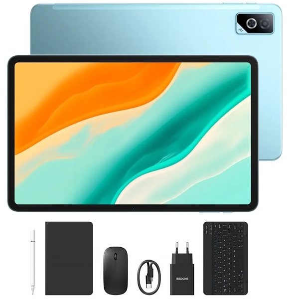 Tablet: Aqualume Blue - Funda: Gris