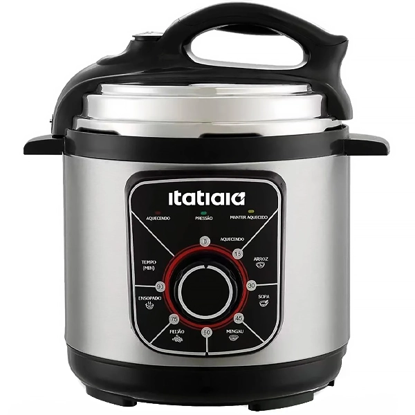 Panela de Pressão Elétrica Itatiaia Essencial PPESS2003 900 watts 5 Litros 220V ~ 50/60Hz - Prata/Preta