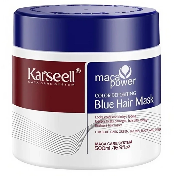 Máscara Capilar Karseell Maca Power Color Depositing Blue Hair de 500ml