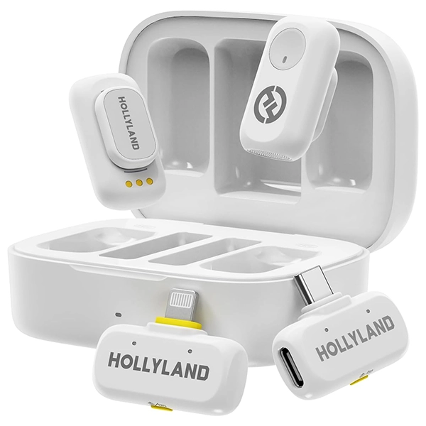 Microfone Sem Fio para Smartphone Hollyland LARK A1 Combo com USB-C e Lightning - Ivory White (Anatel)