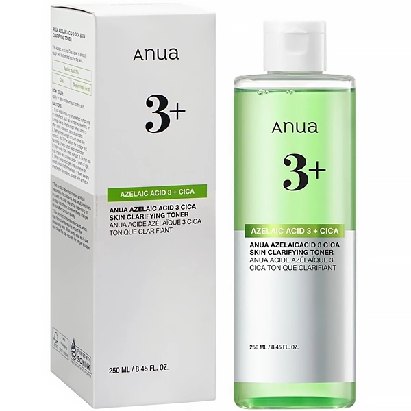 Tônico Facial Anua Azelaic Acid 3+ Cica Skin Clarifying de 250ml