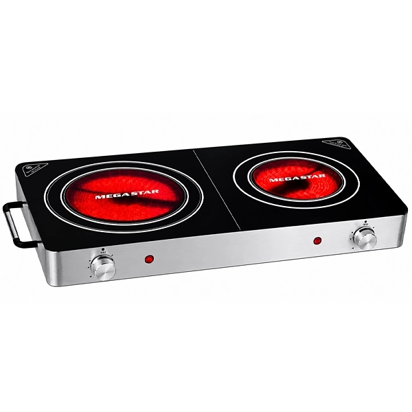 Cocina Eléctrica Infrarroja MegaStar ER584 3.000 watts 220 - 240 V ~ 50/60 Hz - Plata/Negra